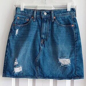 Levi Strauss Distressed Blue Denim Skirt Women's Size 28